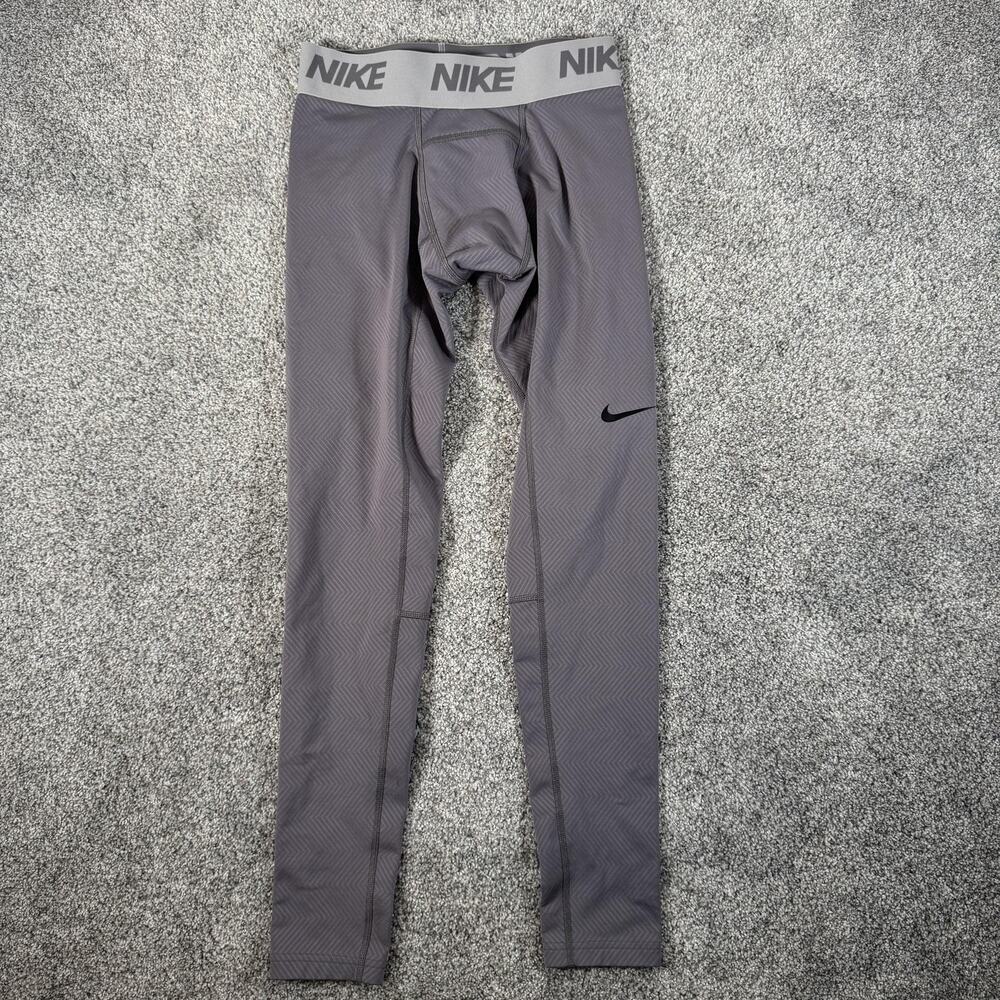 Nike Pro Dri-FIT Compression Leggings Mens Small Gray Chevron AJ6698-036